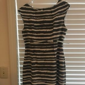 Grey and White Striped Pencil Dress